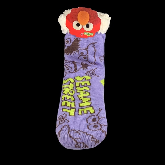 NWT Adult Sesame Street Purple Sherpa Lined Socks OS